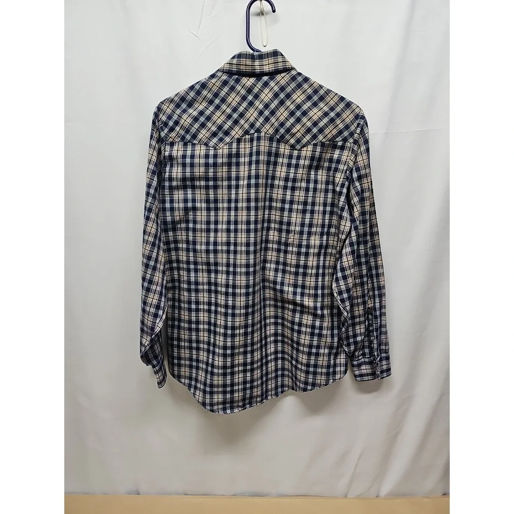 Levis Mens Blue Vintage Plaid‎ Pearl Snap Western Shirt Long Sleeve Sz M